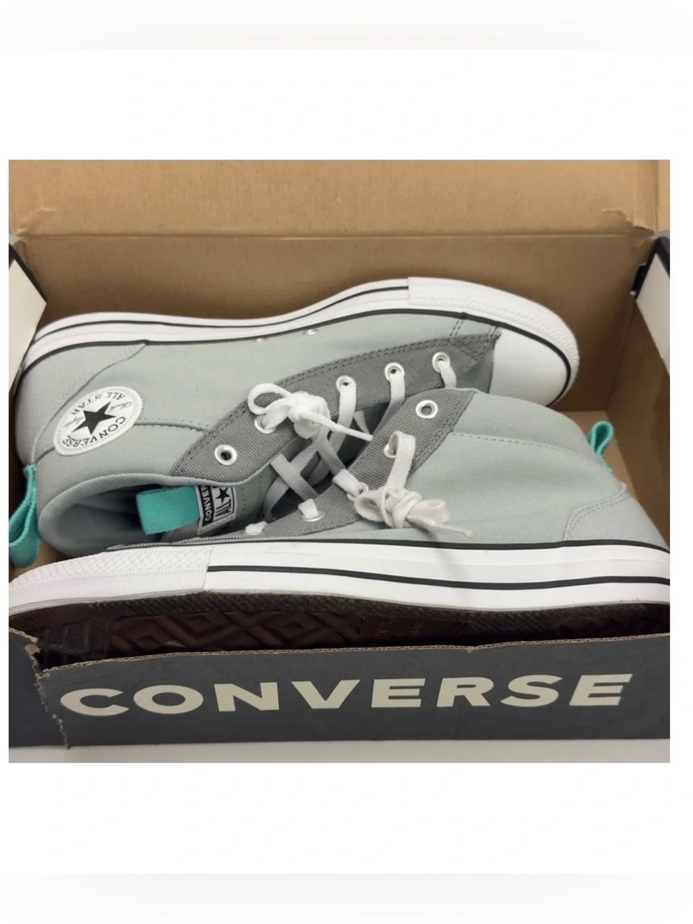 Converse Men's Street Canvas Mid Top Sneaker, Ash Stone/Mason/Washed Teal, 11 US - Picture 5 of 9